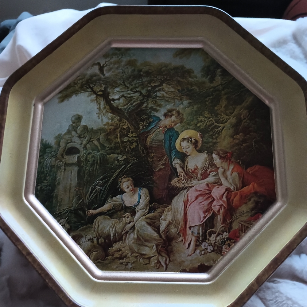 Vintage Gorgeous Tin Box Art Rococo Baroque Wall Hanging Metal Francois Boucher